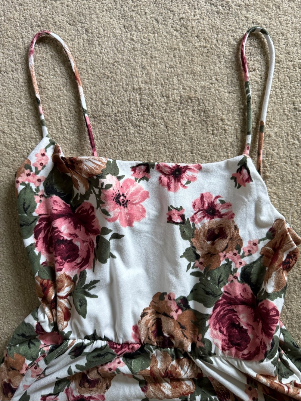 Windsor White Floral Spaghetti-Strap Maxi Dress with Pink & Green Accents - Picture 2 of 4